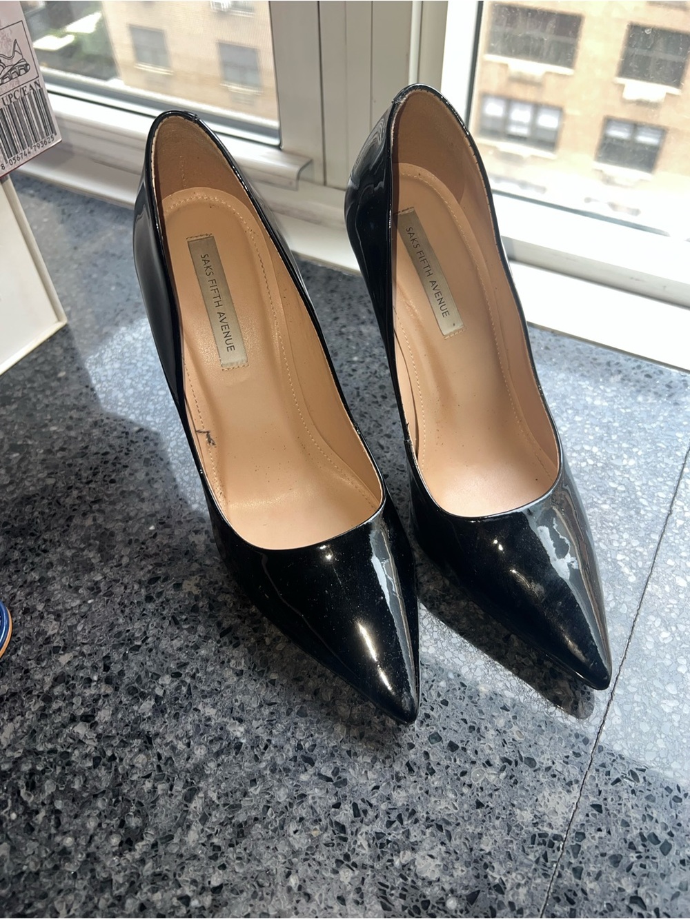 Saks Fifth Avenue Black Patent Pointed-Toe Pumps